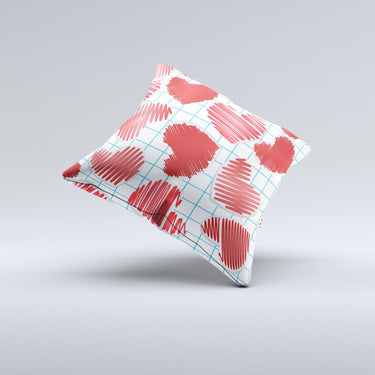 Doodle-Hearts ink-Fuzed Decorative Throw Pillow